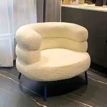 Modern Stylish Single Sofa Chair for Living Room Velvet Lounge Vanity Barstool Soft and Durable Leisure Chair for Apartment
