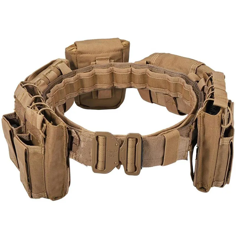 Multi-functional Sport Enthusiasts Outdoor Nylon Tactical Waist Utility Duty Belt with Quick Detach Metal Buckle