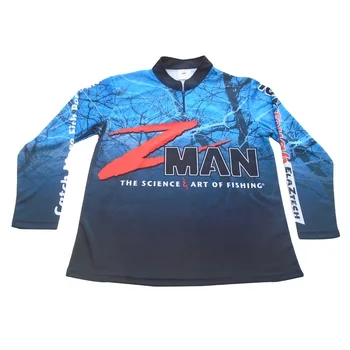 Long Sleeves Custom Full Sublimation Quick Dry Fishing Jerseys UV Protection 100%Polyester Fishing Shirts