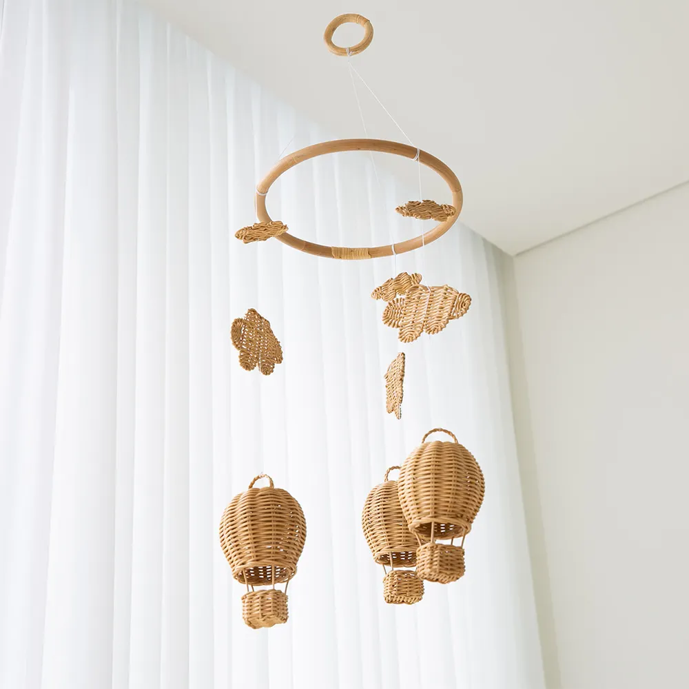 Rattan Handwoven Hot Air Balloon Decoration Birthday Gift Idea Nursery