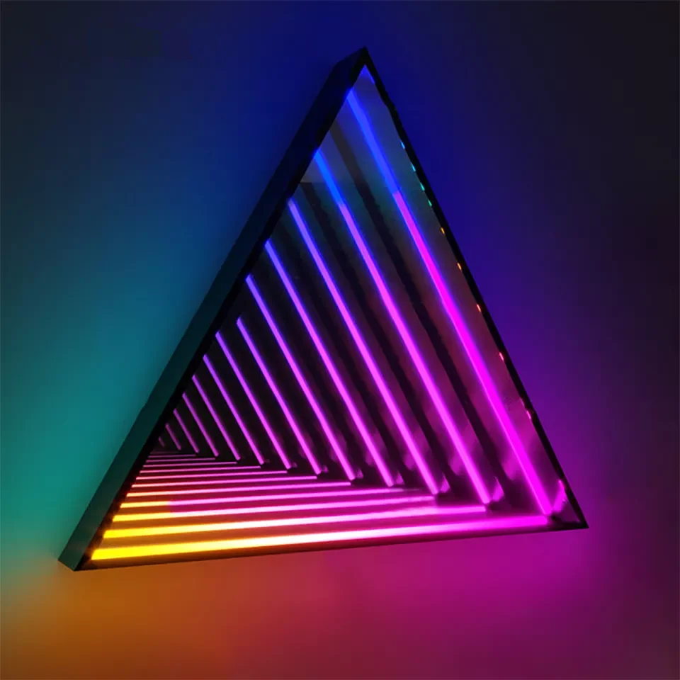 Home Decor Nordic Style Atmosphere RGB Wall Lamp Multi-layer Magical Mirror 3D LED Triangle Mirror Wall Lamp