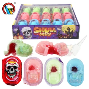 OEM Halloween Skull Flowing Jelly Candy Cup Fruit Flavor Jam Filling