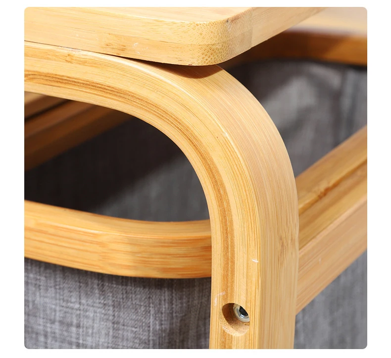 Foldable Classification of Dirty Clothes Storage Baskets for Household Storage Clothes Bamboo and Wood Storage Shelf Rack
