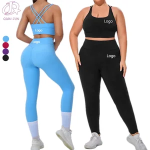 Custom Logo High Quality Plus Size XL Gym Fitness Bra Set Yoga Sports Suit with Chest Pad for Training for Gym Outfit