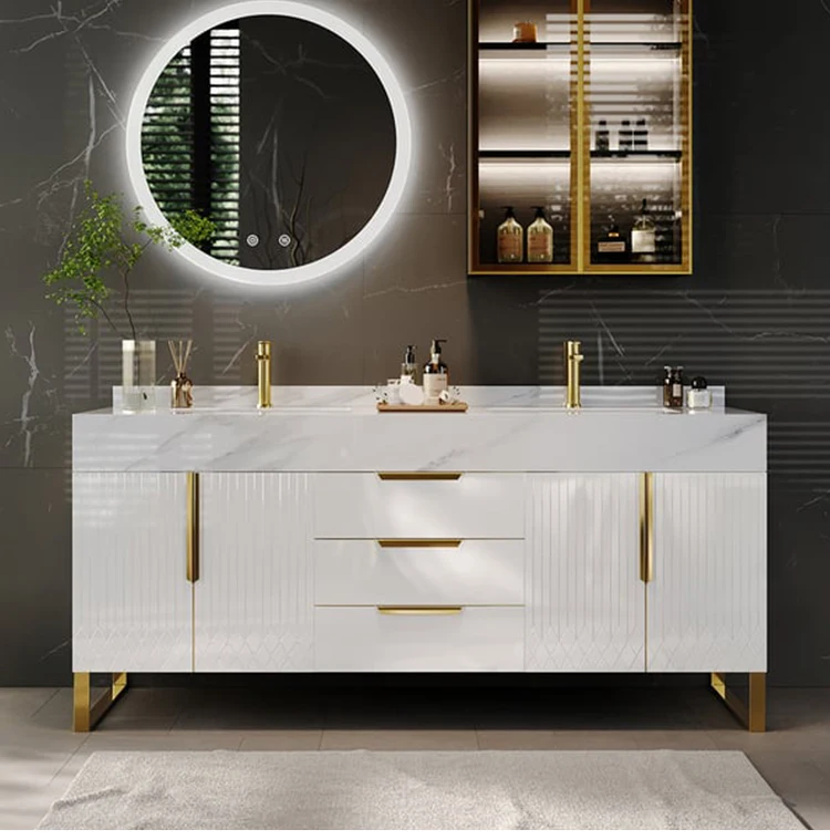 Modern Wooden Panel Bathroom Vanity Cabinet with Single/Double Sinks ...