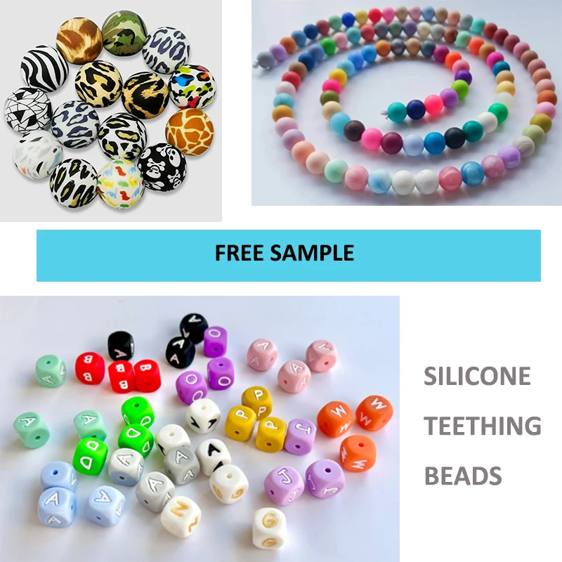 Hot Selling Bulk Wholesale Food Grade Soft Safe Baby Teething Silicone  Beads Candy Color Silicone Heart Shape Chain Beads