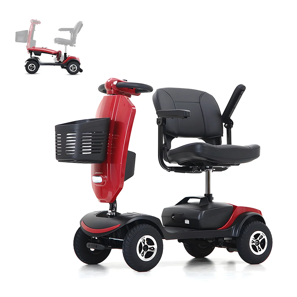 Handicapped Ready Vehicles Detachable 4 Wheel Folding Electric Mobility Scooter for Seniors Disabled
