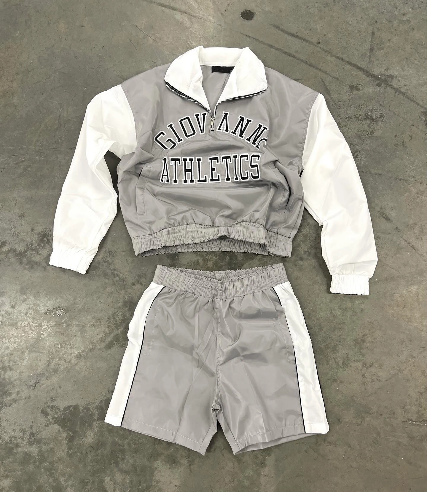 Custom Streetwear Applique Print Sports Coat 2 Pieces Set Jogging Suits Windbreaker Tracksuit Short Set for Men gallery 12
