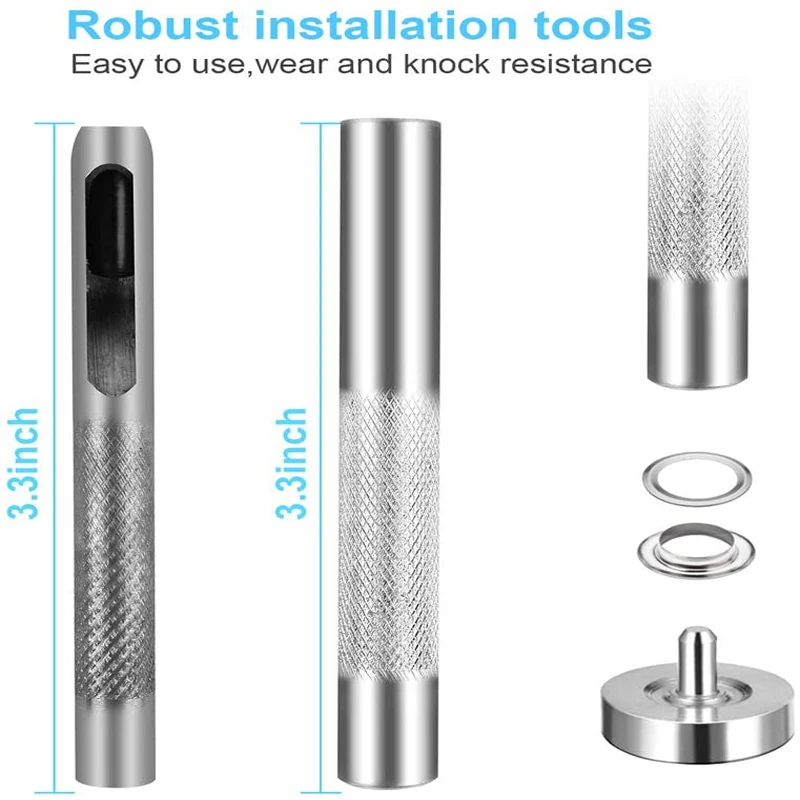 100 комплектов люверсов набор утолщенных серебристые металлические люверсы 1/4 дюйма с 3 шт. установочных инструментов для одежды