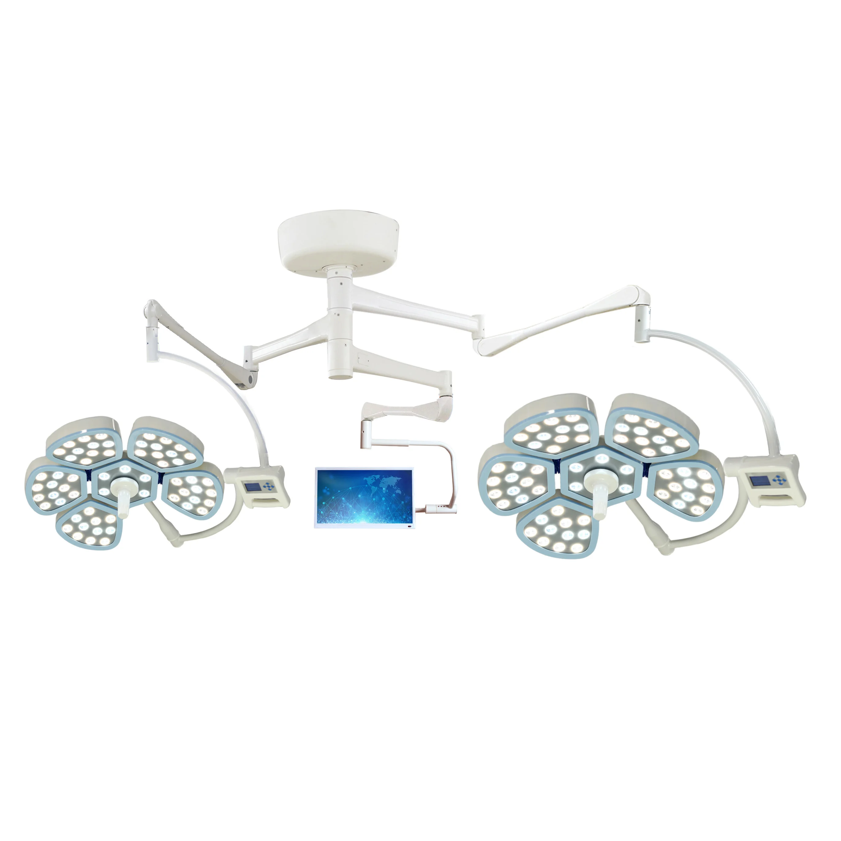 Double head Flower Type Ceiling LED Surgery shadowless operating surgical lamp with camera