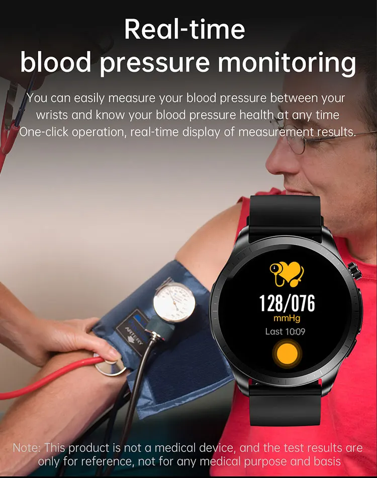 Smart watch diabetic non -invasive blood pressure glucose test ECG meter monitor measuring smart watches diabetes