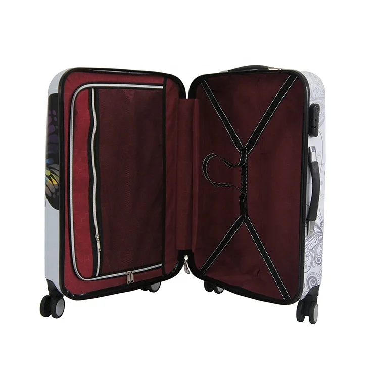 Made in China Factory 4 Pieces 20 24 28 Inch butterfly Abs Suitcase With 12 Makeup case