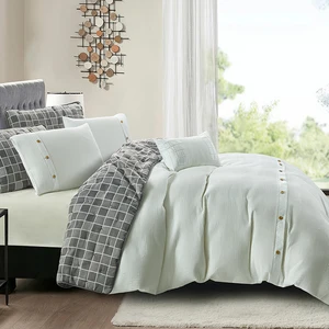 Factory Customized Modern Simple Woven Eco-Friendly 7pcs Plain Color Geometry Comforter Set Wholesale