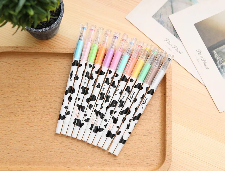 Wholesale School Gifts cute gel ink Milky cow pens crystal diamond