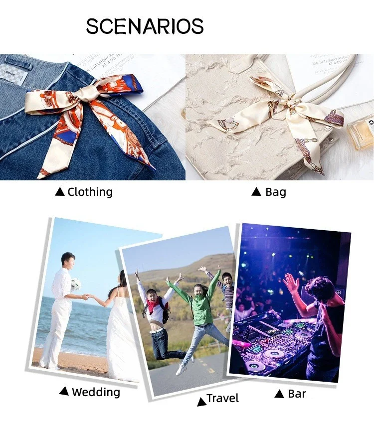 Custom Arts Photos Digital Printed Thin Bag Purse Scarf Silk Twill Skinny Scarf