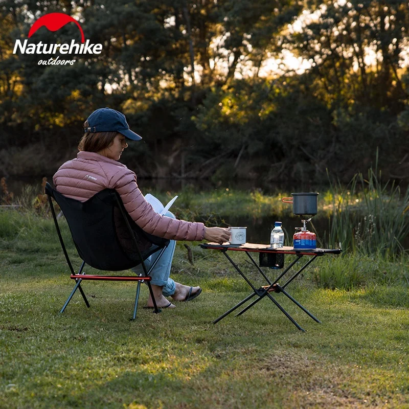 Mesa de camping ligera y plegable de malla para picnic al aire libre Naturehike con portavasos