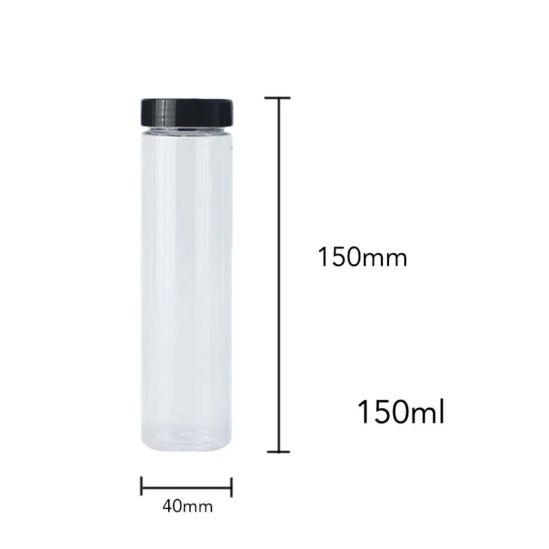 50ml 110ml 115ml 150ml Candy PET Plastic Test Tube with Aluminum Cap Flat Bottom Clear Packaging Tube for Chocolate and Sugar