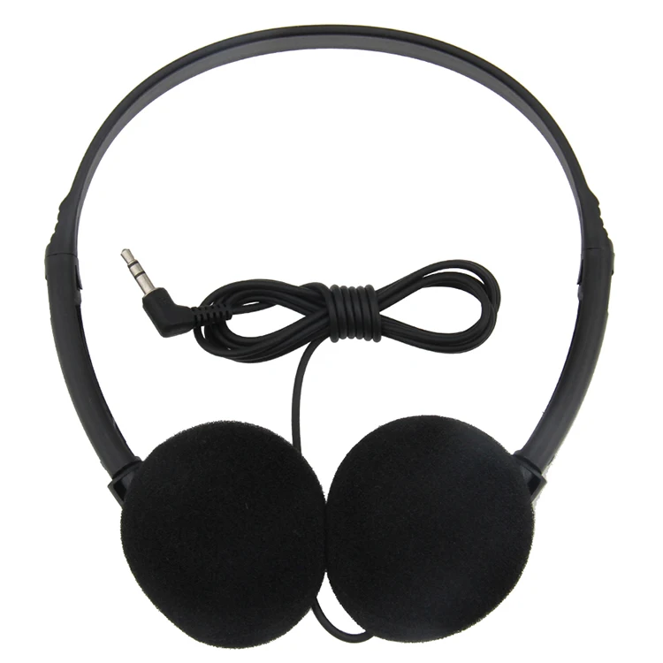 Free Sample Over Ear Wired Headset 3.5mm Plug 180 Degree Rotating Airline Disposable Sports 1.2M Cord Headphone