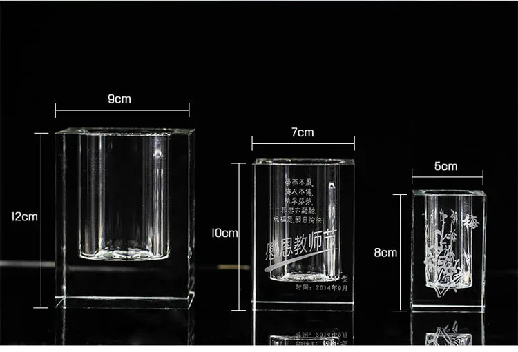 Wholesale New Arrival Decoration Office Desktop Custom Glass Crystal Pen Holder factory