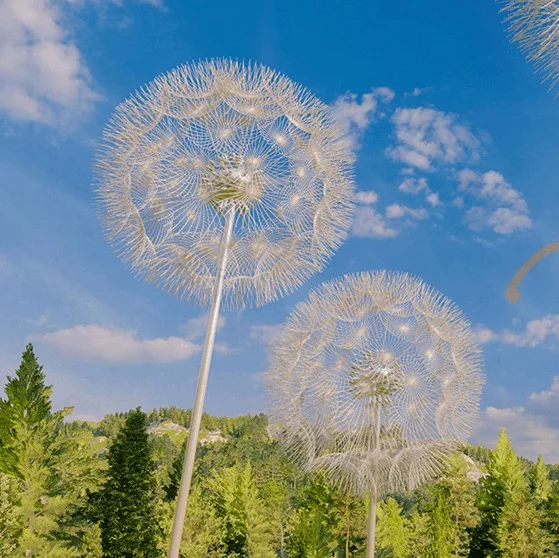 ヴィンチェンタポップ風景ガーデン屋外金属ステンレス鋼タンポポ