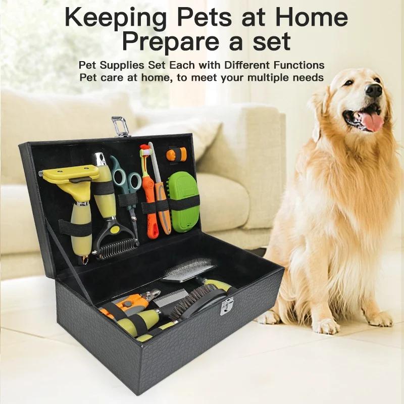 Factory Wholesale Custom Portable Multifunction 11 in 1 Pet Cleaning Grooming Products Cat Dog Grooming Kit