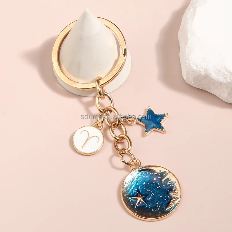 12 Constellations Keychain Keyring Pendant Gifts Metal Key Chains ...