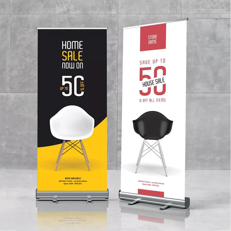 Custom outdoor hot sale backdrop poster stand display trade show retractable banner roll up banner