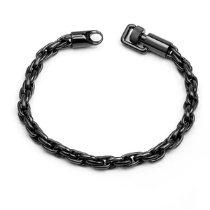 High-Polished 6mm Men's Stainless Steel Chain Bracelet Black Plated Fashion Link Jewelry