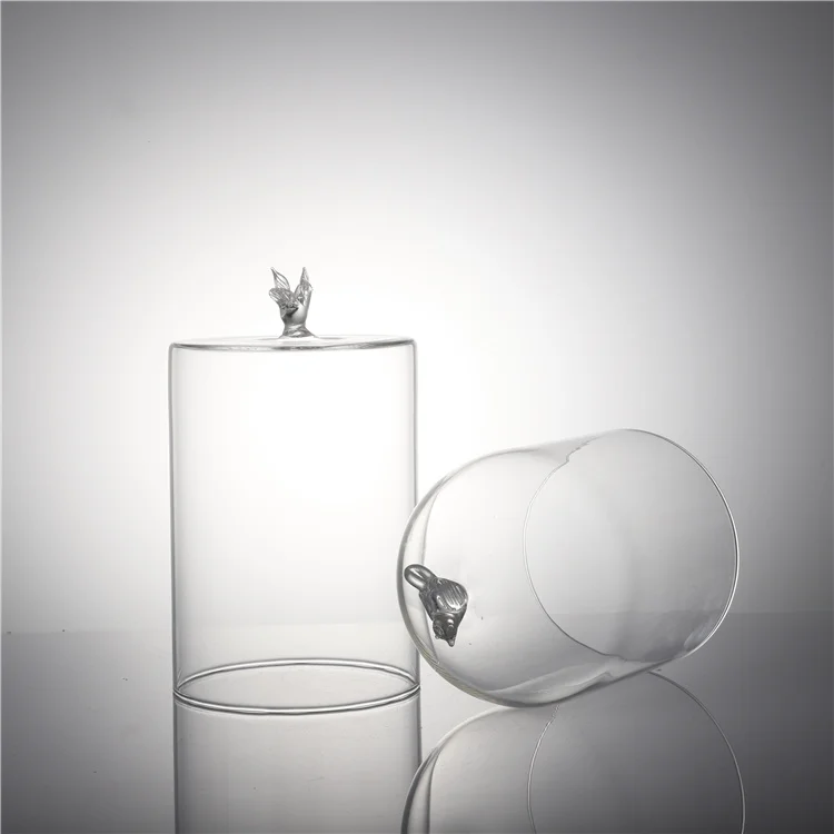 decorative mouth blown clear glass display cover cake dome glass