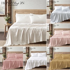 HONEYMOON 2023 Hot Sell Luxury 100% Polyester Microfibre Bed Sheet Set for Home