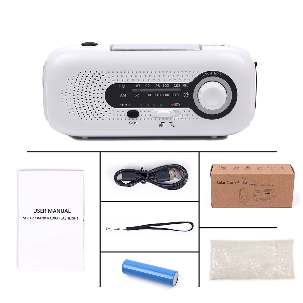 Portable Emergency Power Bank Hand Crank Self Powered Am/fm Solar Radio ...