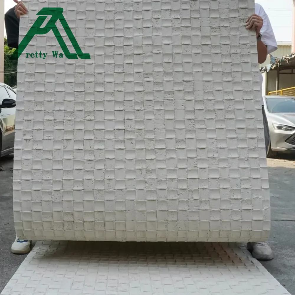 China Building Material Flexible Stone Tile Wall Ceramic Panel Elegant Travertine Mosaic 3D MCM Modern DIY External Wall