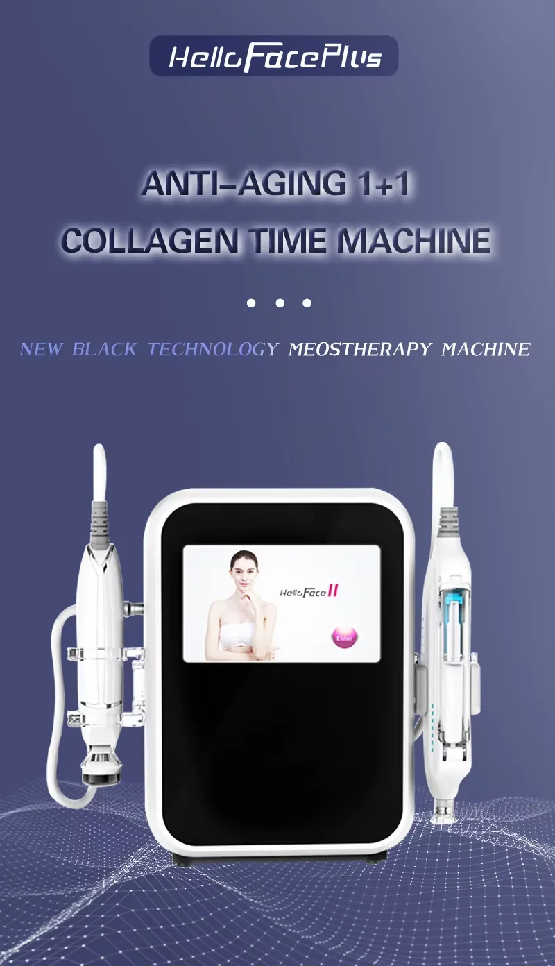 Meso Handle+Rf 2 in 1 Hello Face Plus Machine With Color Touch Screen Rf No-Needle Mesotherapy Skin Whitening Moisture Face