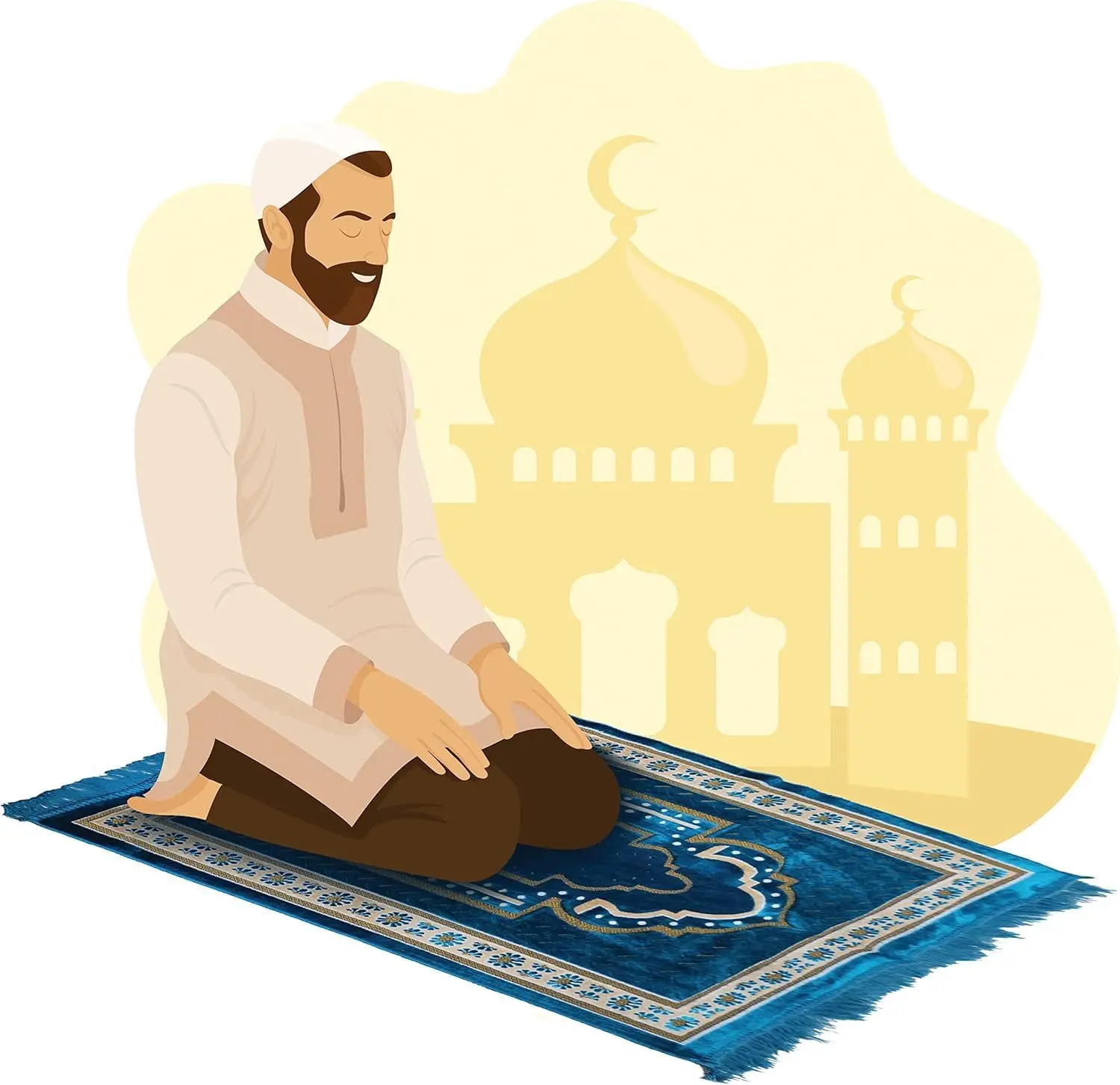 Tapis de prière en jacquard polyester antidérapant pour maison_voghion.com