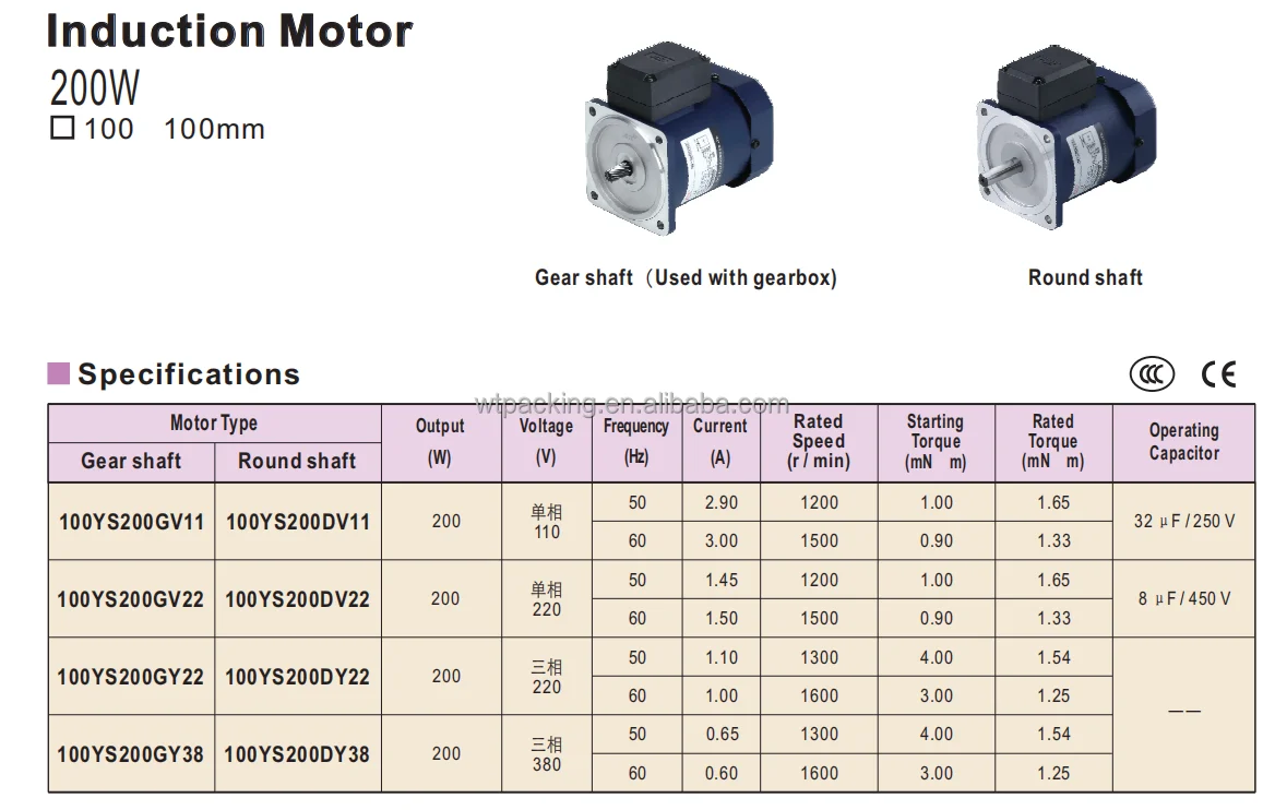 JSCC AC Control Motor 100YT200GV22+ Gearbox 100GF100RCF707