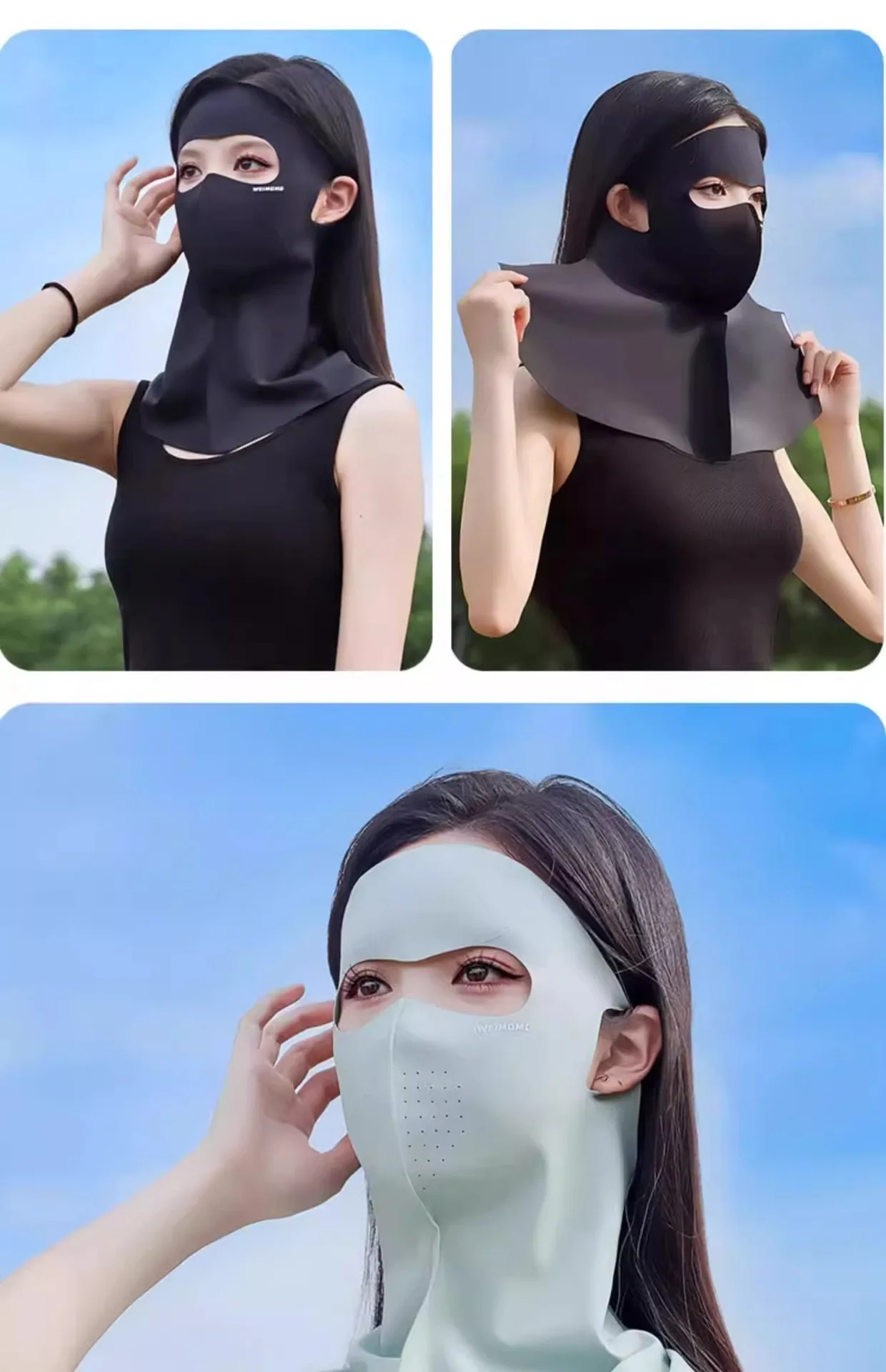 Sunless Mask Seamless Full-Face Gini Sun Mask for Men and Women Breathable Ice Silk ...