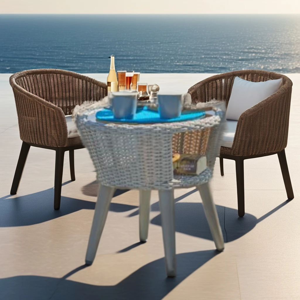 Durable Waterproof Outdoor PE Rattan Table Swivel Chair Set Foldable ...