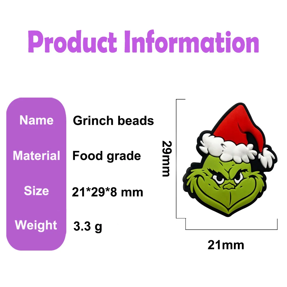 Silicone Focal Beads For Beadable Pens DIY Grinch Hand 3 Pieces