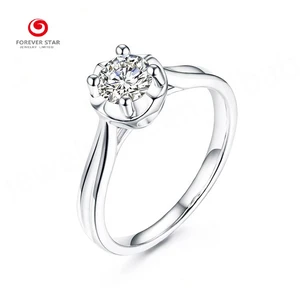 Customizable 925 Silver Women's Brilliant Cut Moissanite Prong Setting Ring Rhodium Plating Trendy Jewelry for Weddings Parties