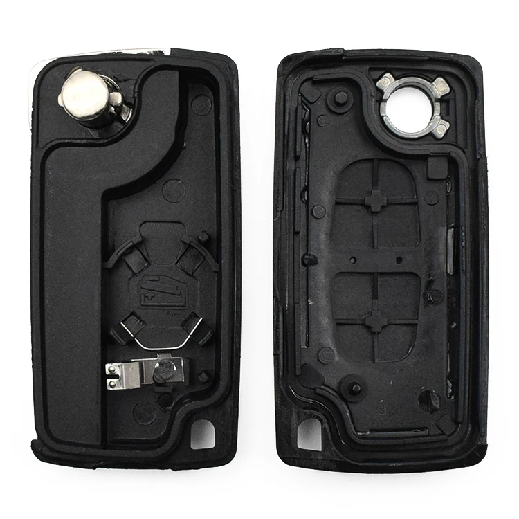 2 Buttons Flip Key case CE0536 with Battery Holder for P-eugeot 207 307 308 407 607 807 HU83 Blade Key Blank with logo