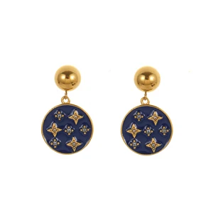 Star Zircon Earring Woman Fashion Jewelry Blue Mid-length Hot Selling Earrings Original Jewelry Earrings