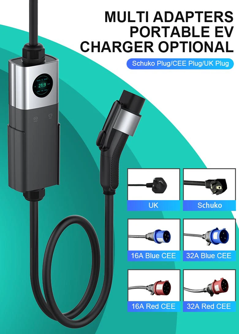 Multifunction Portable Ev Charger 7kw 32a Car Ev Charger Emergency