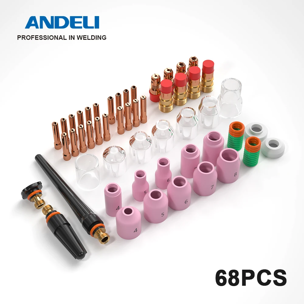 Andeli 68pcs Tig Welding Torch Stubby Gas Lens For Wp17/18/26 Pyrex