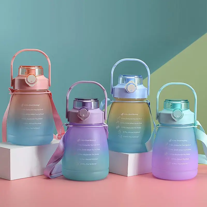 Multicolour Large Capacity 1300ml Plastic Gym  Kids School Drinking Carry Water Bottle with Strap and Phone Holder