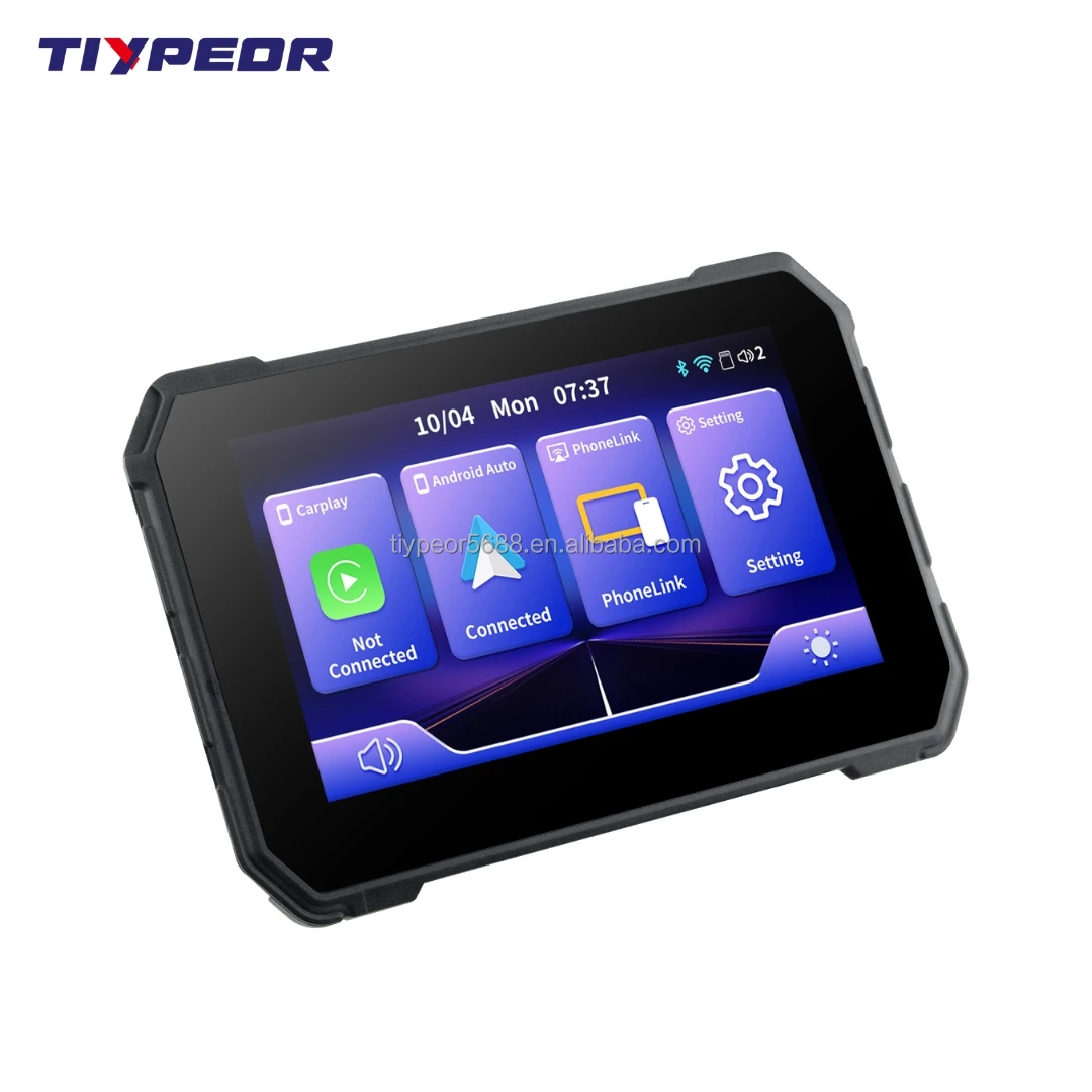 product tiypeor motorcycle carplay 5 inch portable motorcycle screen motorcycle gps navigation display wireless carplay android auto-3
