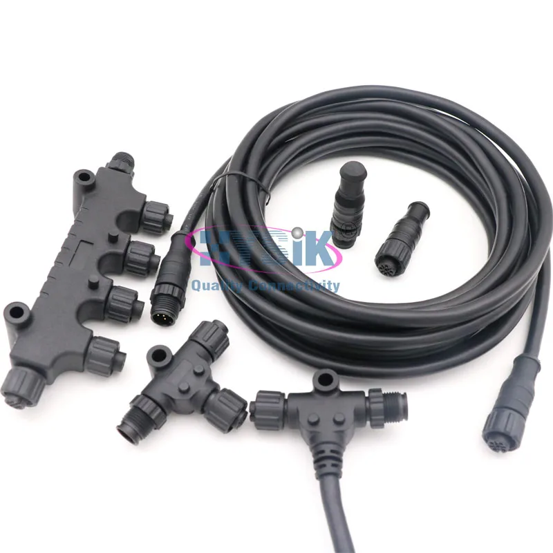 Waterproof CANopen Cable M12 5Pin Male to Female Connector Overmolded CANbus Extension Cable