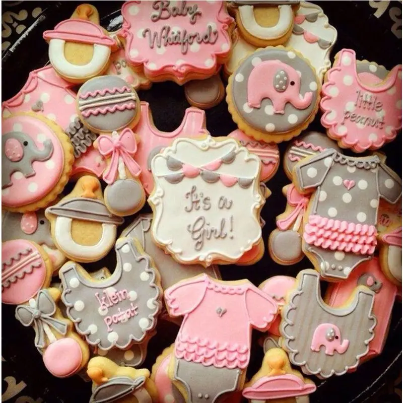 Baby  Theme Cookie Cutter Set of Baby Bottles Baby Clothes Strollers Trojans Biscuit Pastry Mould Fondant Mold Cake Decorating