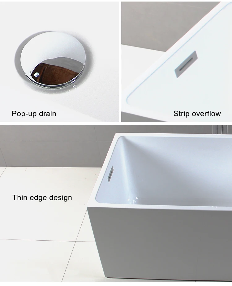 120cm square Shape Small Size Acrylic Bathtub with  Cupc Approved