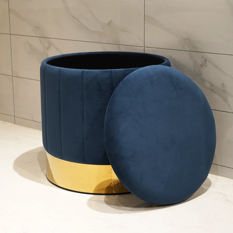 Velvet Stool Tufted Soft Ottoman Round Stool Pouffe Ottoman Tufted Footstool Foot Stool Seating