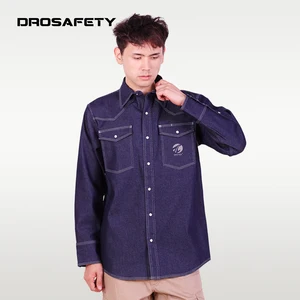 Welding Mining Oil&gas Fireproof Workwear Denim Shirt Flame Retardant Long Sleeved Shirt